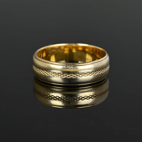 Vintage Art Carved 14K Gold Ring Wedding Band - Boylerpf