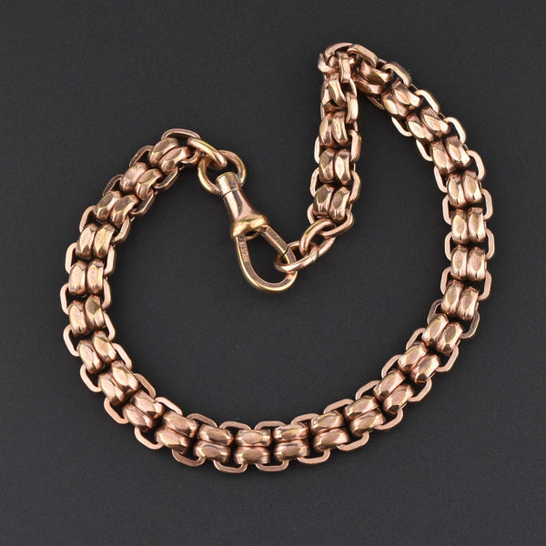 Fancy link Rose Gold Edwardian Watch Chain Bracelet - Boylerpf