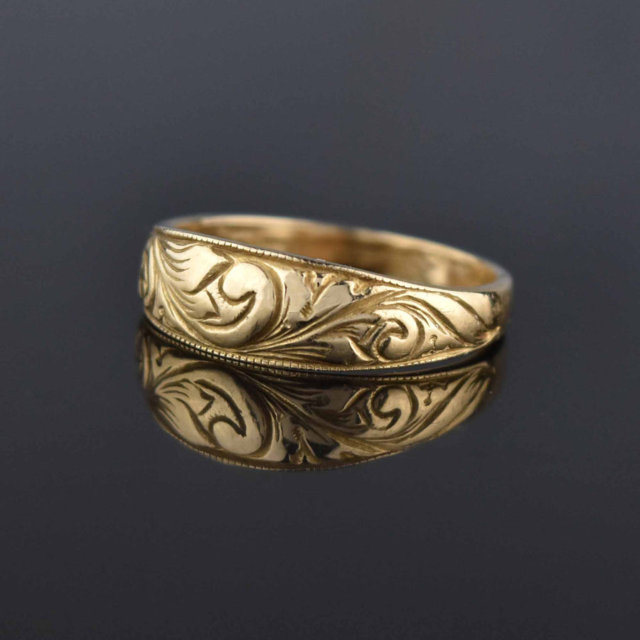 Antique Art Nouveau 14K Gold Wedding Band Ring, Sz 6.75 – Boylerpf