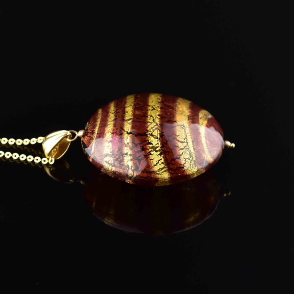 Vintage Gold Murano Glass Pendant Necklace - Boylerpf