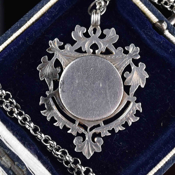 Edwardian Silver Watch Chain Fob Necklace - Boylerpf