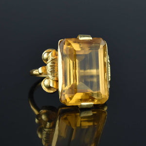 Retro 11 CTW Emerald Cut Citrine Ring in 14K Gold - Boylerpf