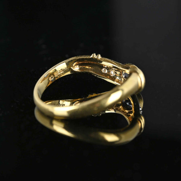 Chevron Diamond Sapphire Ring in 18K Gold - Boylerpf