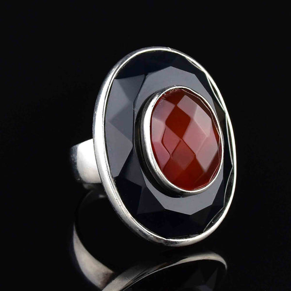 Vintage Silver Onyx Carnelian Ring - Boylerpf