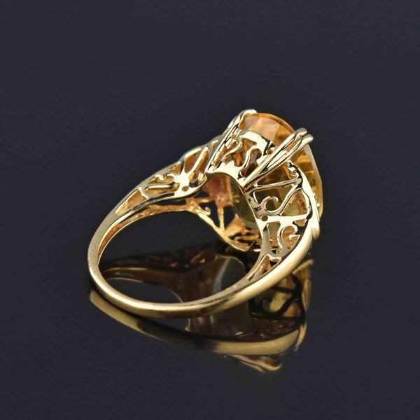 Vintage 14K Gold 8 CTW Diamond Citrine Ring - Boylerpf
