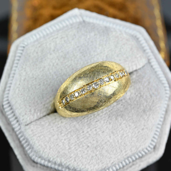 Heavy 14K Gold Diamond Bombe Ring - Boylerpf