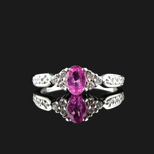 14K White Gold Pink Sapphire Diamond Ring - Boylerpf