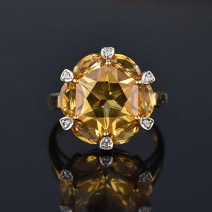 Diamond Hexagon Citrine Ring in 10K Gold - Boylerpf