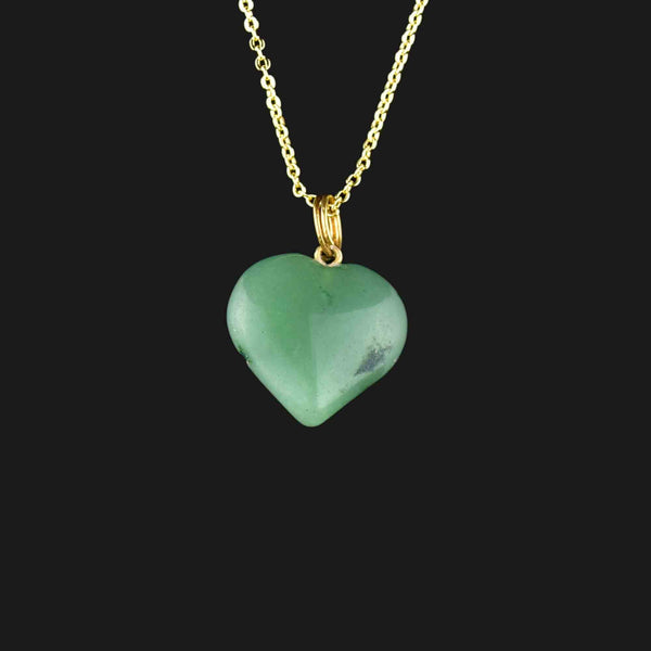 Vintage Bee Aventurine Heart Pendant Necklace - Boylerpf