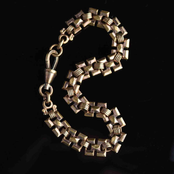 Edwardian Rosy Gold Fancy Link Watch Chain Bracelet - Boylerpf