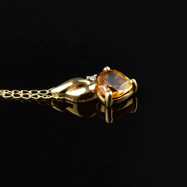 Vintage 10K Citrine Heart Pendant Necklace - Boylerpf