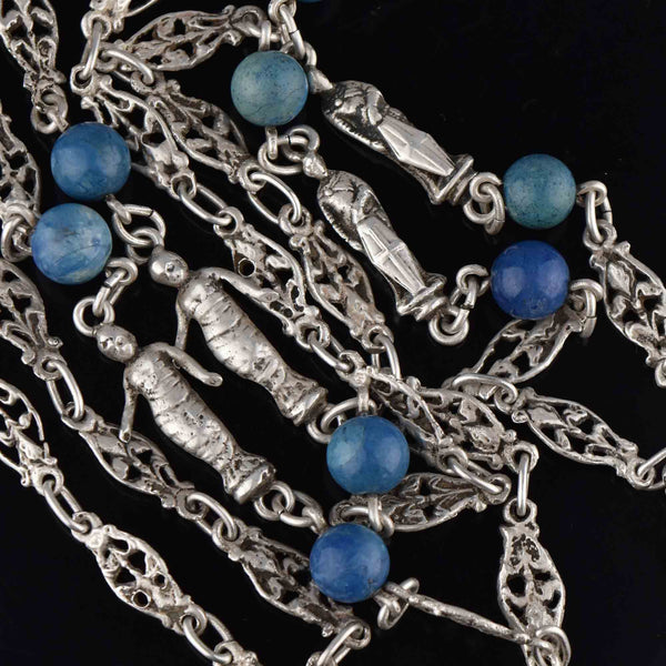 Antique Victorian Long Silver Peruzzi Necklace - Boylerpf