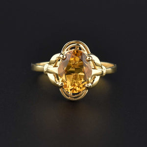 Electric Yellow 14K Gold Oval Solitaire Citrine Ring - Boylerpf