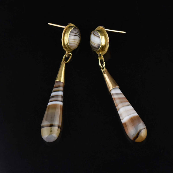 Antique Victorian Scottish Banded Agate Earrings - Boylerpf