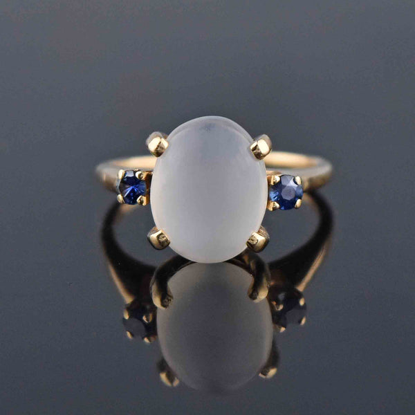 Art Deco 14K Gold Sapphire & Moonstone Ring - Boylerpf