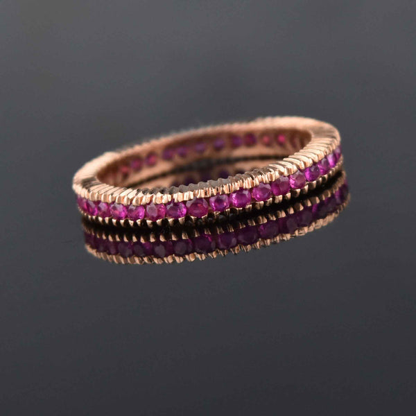 Natural Ruby 14K Rose Gold Eternity Band Ring - Boylerpf