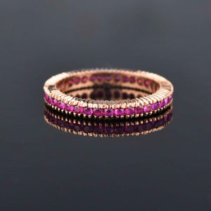 Natural Ruby 14K Rose Gold Eternity Band Ring - Boylerpf