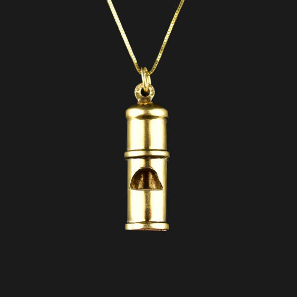 14K Gold Working Whistle Charm Necklace - Boylerpf