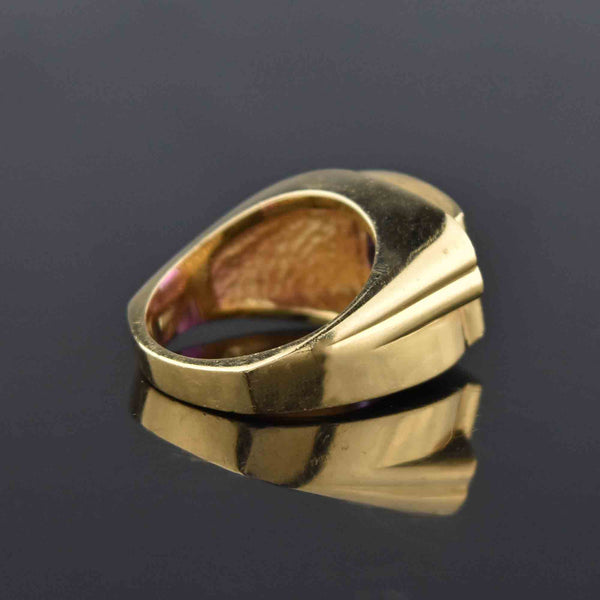 Signet 14K Gold Purple Sapphire & Diamond Ring, Euro Shank - Boylerpf