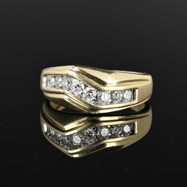 Vintage Zig Zag Diamond Band Ring in 14K Gold - Boylerpf