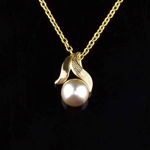 14K Gold Gray Pearl Pendant Necklace - Boylerpf