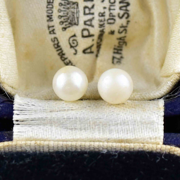 Vintage 14K Gold Pearl Stud Earrings - Boylerpf