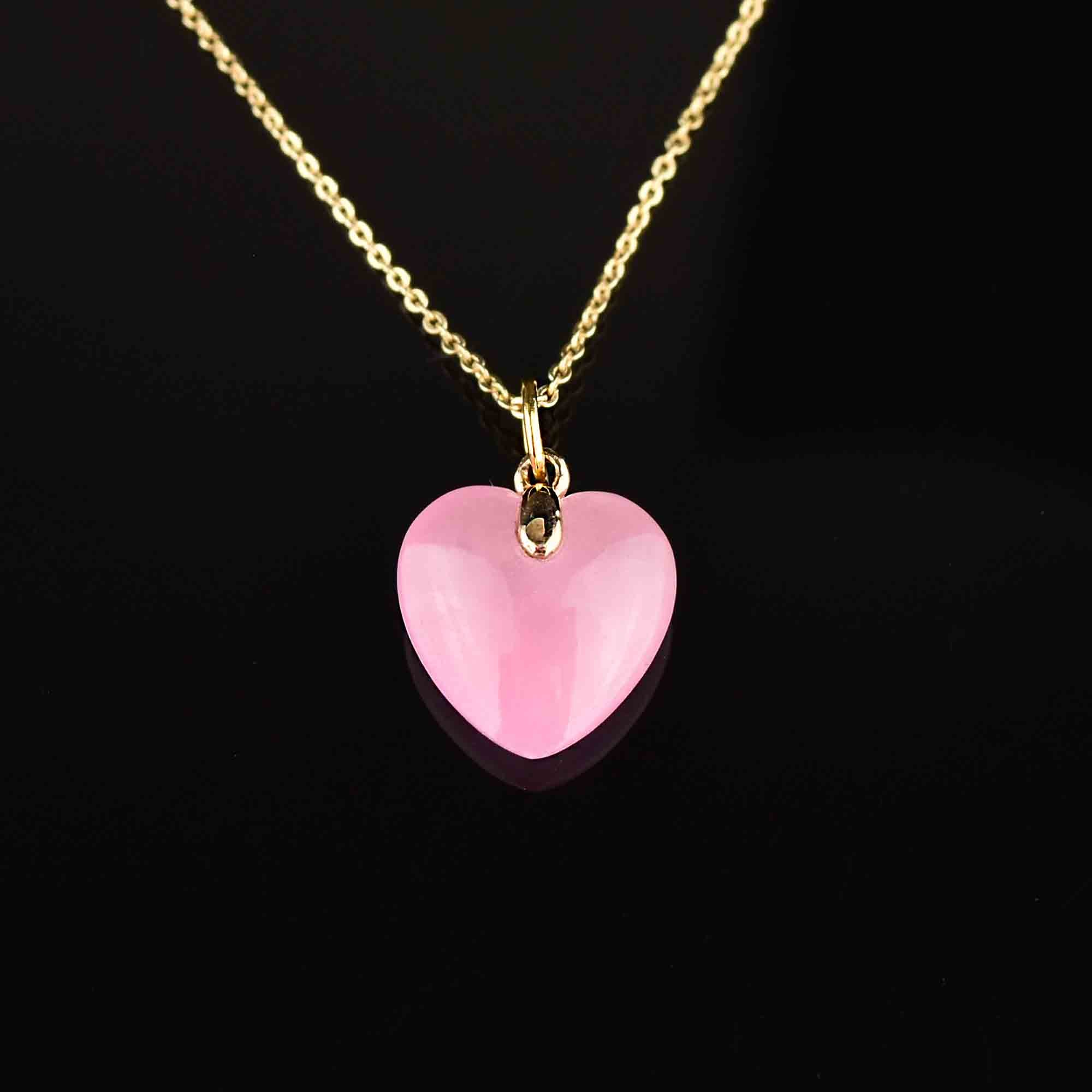 14K Gold Pink Jade Heart Pendant Necklace – Boylerpf