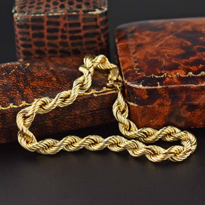 Vintage 14K Gold French Rope Chain Bracelet - Boylerpf