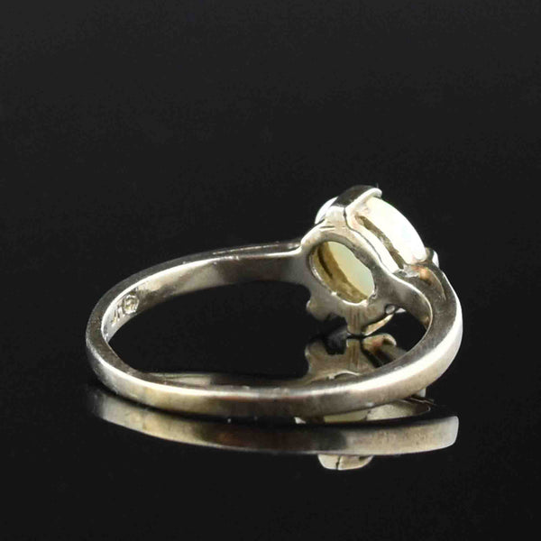Vintage 10K White Gold Opal Diamond Ring - Boylerpf