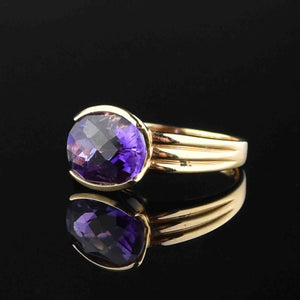 Vintage Oval Amethyst 14K Gold Cocktail Ring - Boylerpf