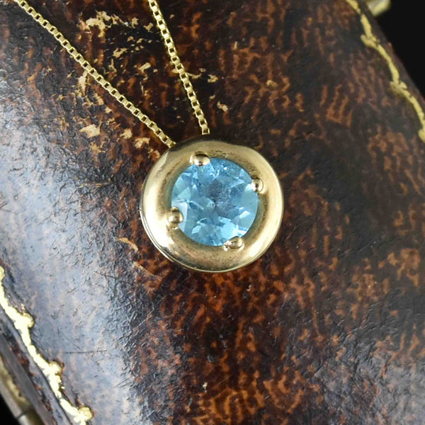 Vintage 10K Gold Blue Topaz Pendant Necklace - Boylerpf