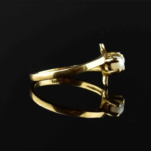 Vintage 10K Gold Pearl Crossover Ring - Boylerpf