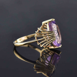 Vintage Gold 10CTW Oval Amethyst Ring, Sz 9 - Boylerpf