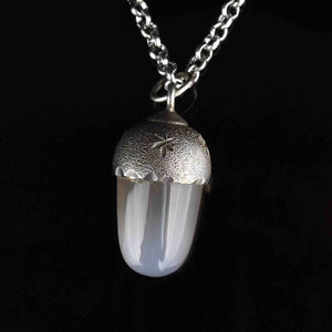 Silver Star Acorn Chalcedony Pendant Necklace - Boylerpf