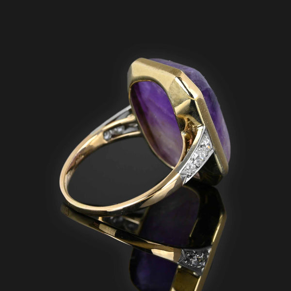 Platinum Diamond Natural Amethyst Ring in 14K Gold - Boylerpf
