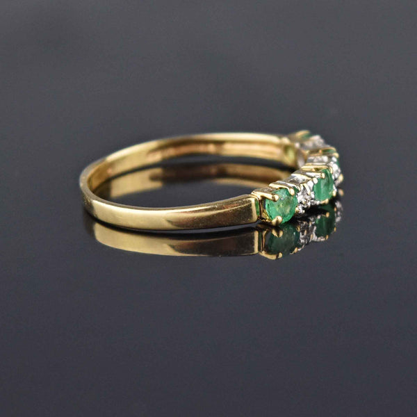 Vintage Emerald Diamond 12K Gold Band Ring Sz 7.75 - Boylerpf
