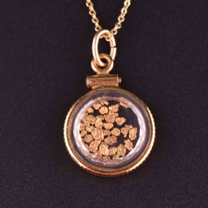 Vintage Gold Fill Bezel Gold Nugget Pendant Necklace - Boylerpf