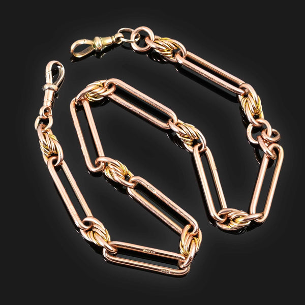 Antique Fetter and Knot Rose Gold Watch Chain Necklace - Boylerpf