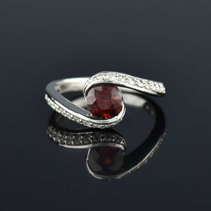 Platinum Diamond Bypass Garnet Ring - Boylerpf