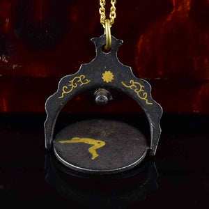 Victorian Gold Inlay Spinner Fob Necklace - Boylerpf