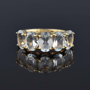 Vintage Five Stone Aquamarine Ring in 10K Gold - Boylerpf