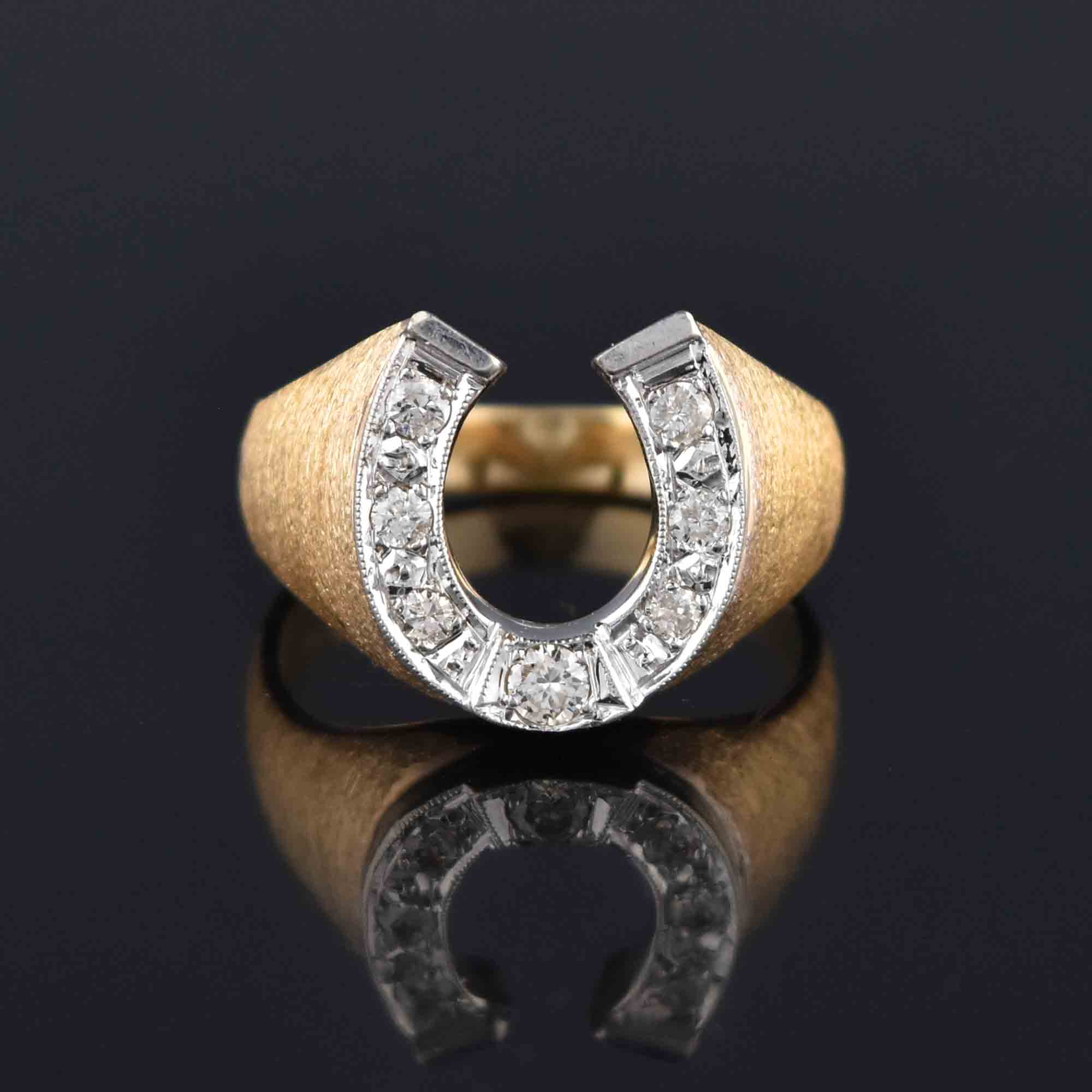 Mens 1.15 CTW Diamond Horseshoe Ring, Heavy 14K Gold – Boylerpf