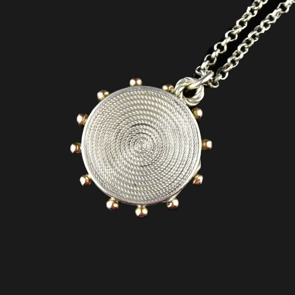 Victorian Engraved Silver Rose Gold Locket Necklace - Boylerpf