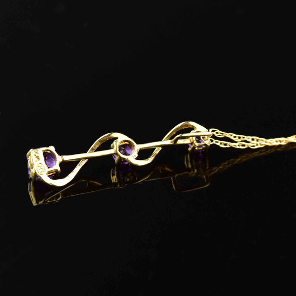 Vintage 10K Gold Amethyst Journey Pendant Necklace - Boylerpf