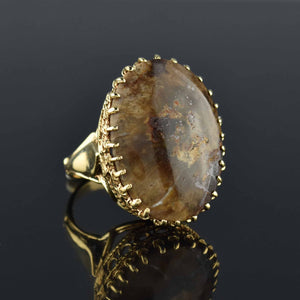 Estate 14K Gold Huge Cabochon Jasper Ring - Boylerpf