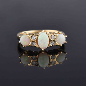 ON HOLD Vintage 14K Gold Diamond & Opal Three Stone Ring - Boylerpf