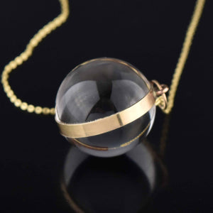Art Deco 9K Rose Gold Pools of Light Rock Crystal Pendant - Boylerpf