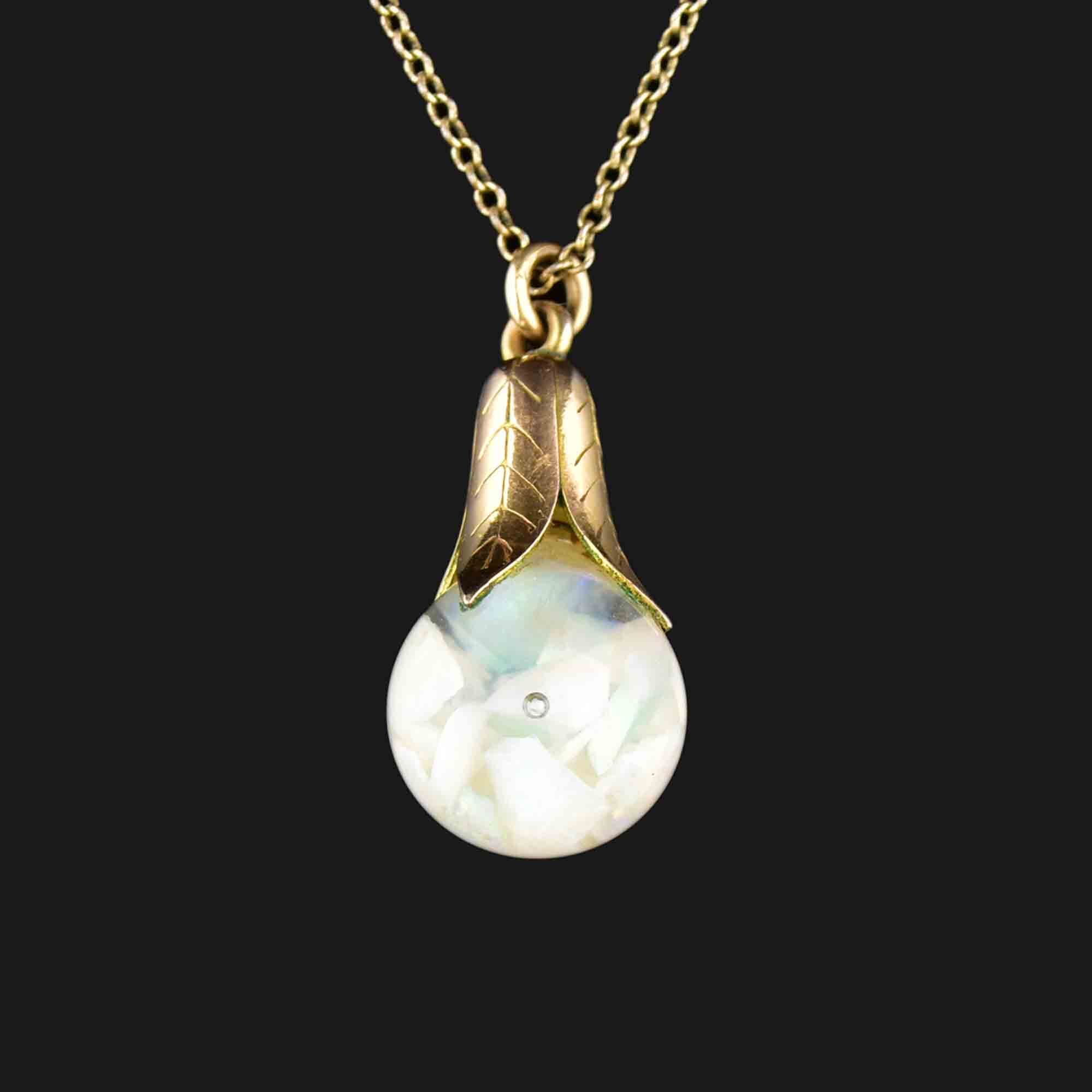 Vintage Floating Opal Orb Pendant Necklace Boylerpf