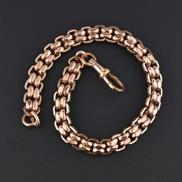Fancy link Rose Gold Edwardian Watch Chain Bracelet - Boylerpf