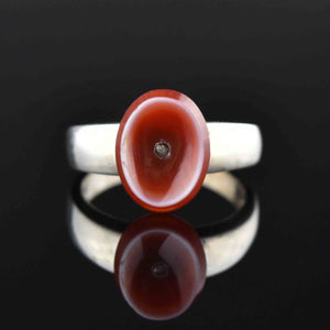 Vintage Silver Concave Carnelian Banded Agate Ring - Boylerpf